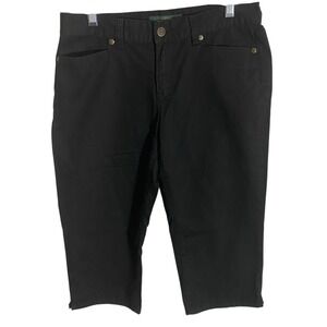 Ralph Lauren Women Capri Pants Classic‎ Mid-Rise Cotton Black Petite Size 4P